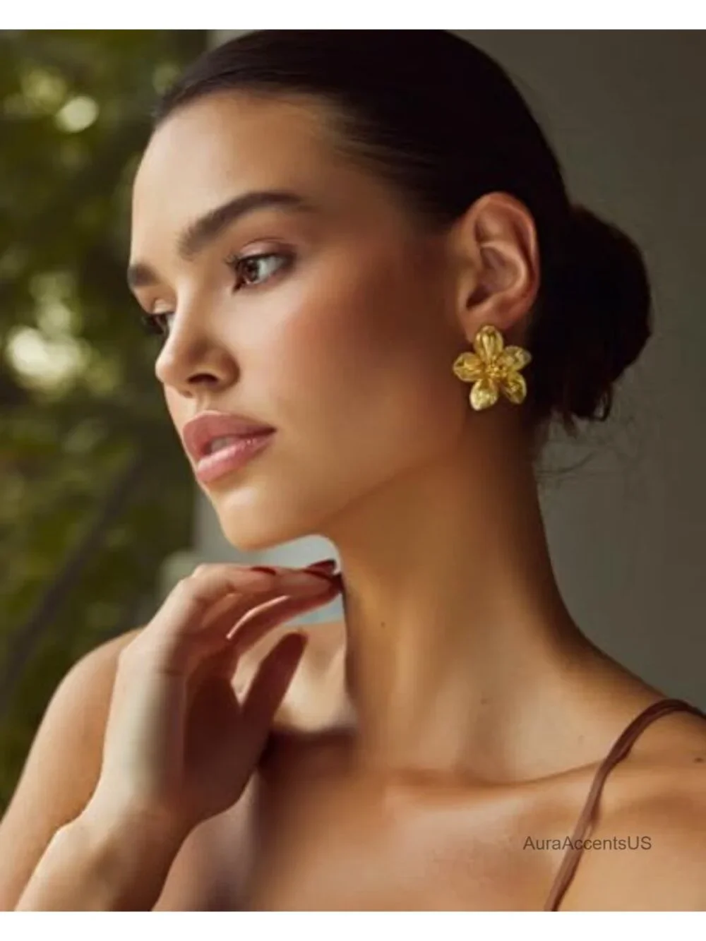 18K Gold Plated Flower Statement Earrings Geometric Chunky Dangle Drop